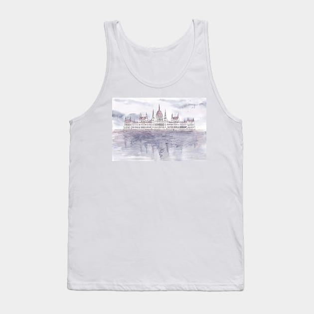 Hand drawn Budapest Parliament Tank Top by jitkaegressy